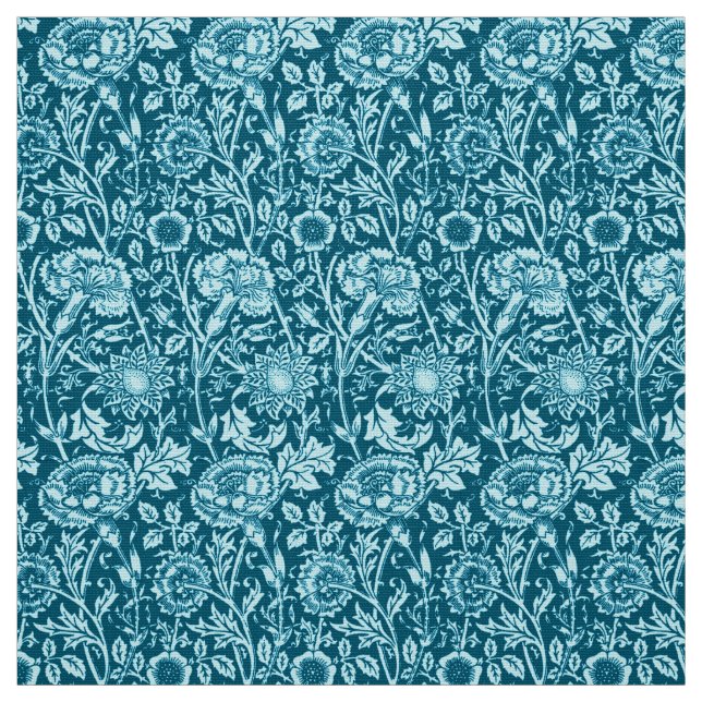 Art Nouveau Carnation Damask, Indigo und Sky Blue Stoff (Muster)
