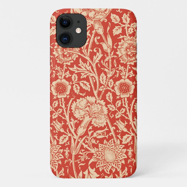 Art Nouveau Carnation Damask, Mandarin Orange Case-Mate iPhone Hülle (Rückseite)