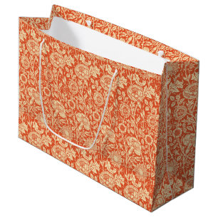 Art Nouveau Carnation Damask, Mandarin Orange Große Geschenktüte