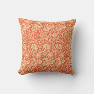 Art Nouveau Carnation Damask, Mandarin Orange Kissen