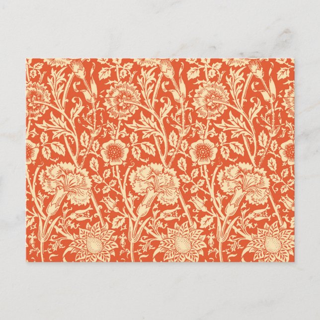Art Nouveau Carnation Damask, Mandarin Orange Postkarte (Vorderseite)
