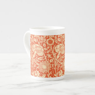 Art Nouveau Carnation Damask, Mandarin Orange Prozellantasse