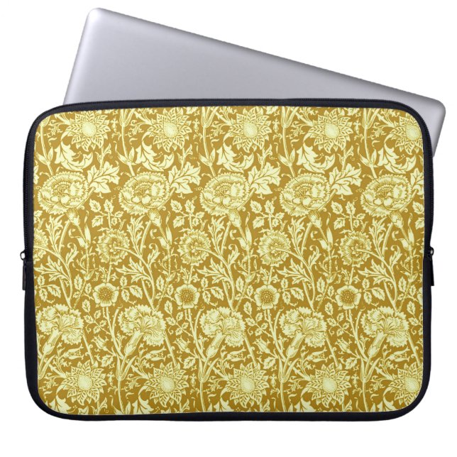 Art Nouveau Carnation Damask, Mustard and Yellow Laptopschutzhülle (Vorderseite)