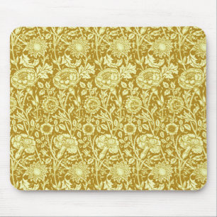 Art Nouveau Carnation Damask, Mustard and Yellow Mousepad