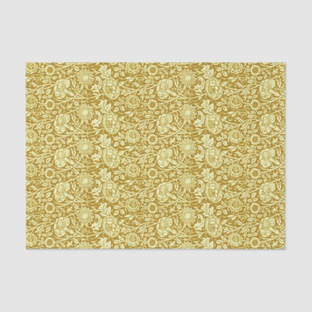 Art Nouveau Carnation Damask, Mustard and Yellow Seidenpapier (Vorderseite)