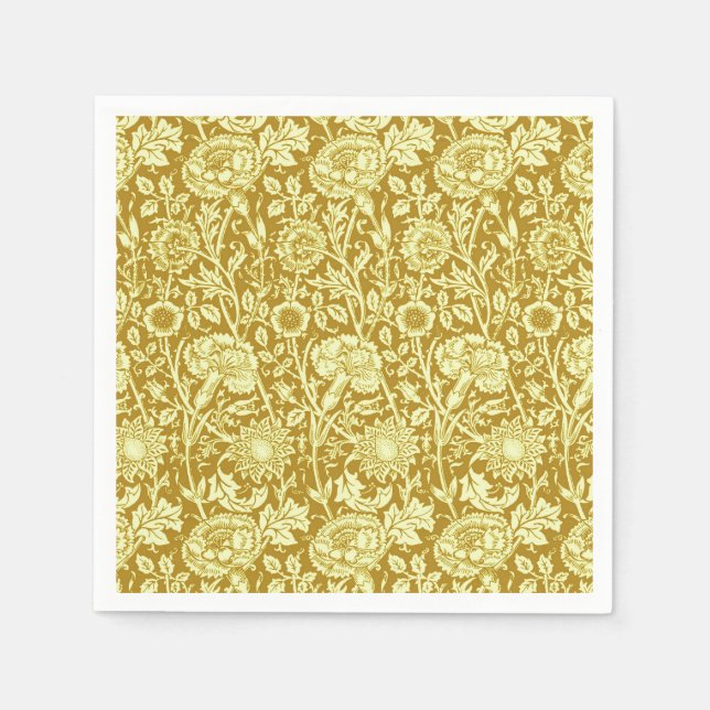 Art Nouveau Carnation Damask, Mustard and Yellow Serviette (Vorderseite)