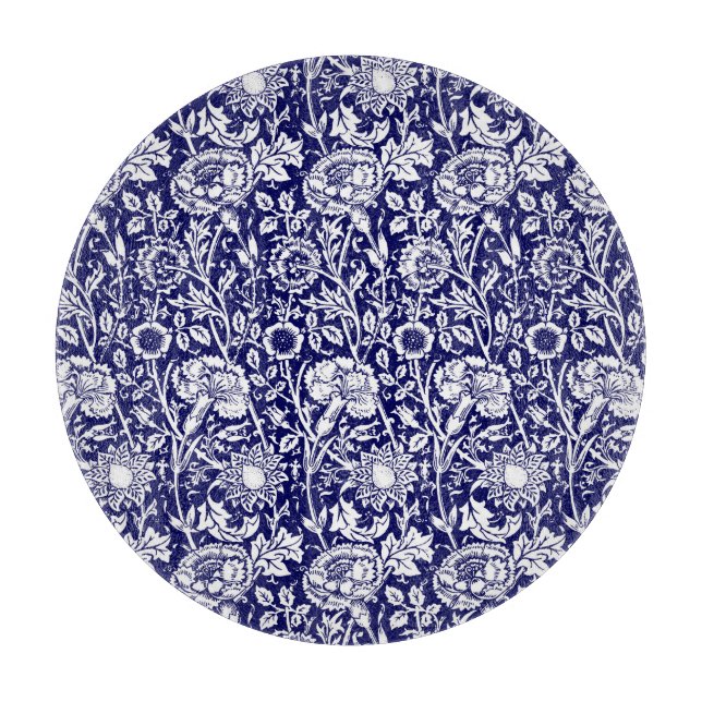 Art Nouveau Carnation Damask, Navy und White Schneidebrett (Vorderseite)