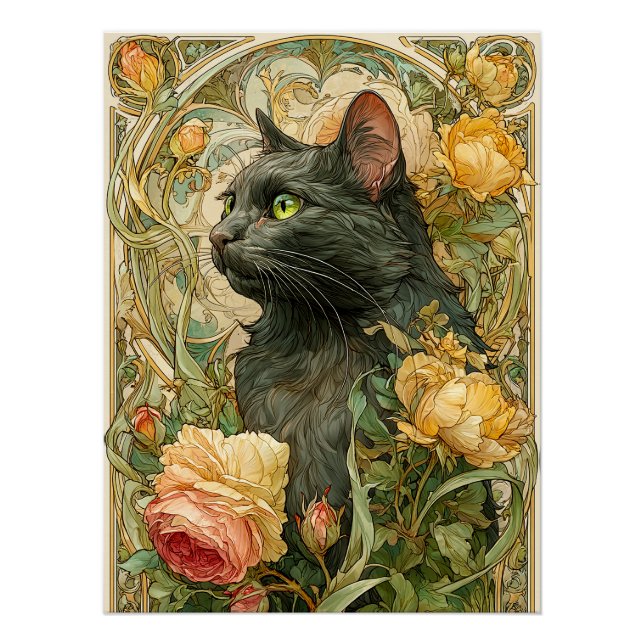 Art Nouveau Cat Poster (Vorderseite)