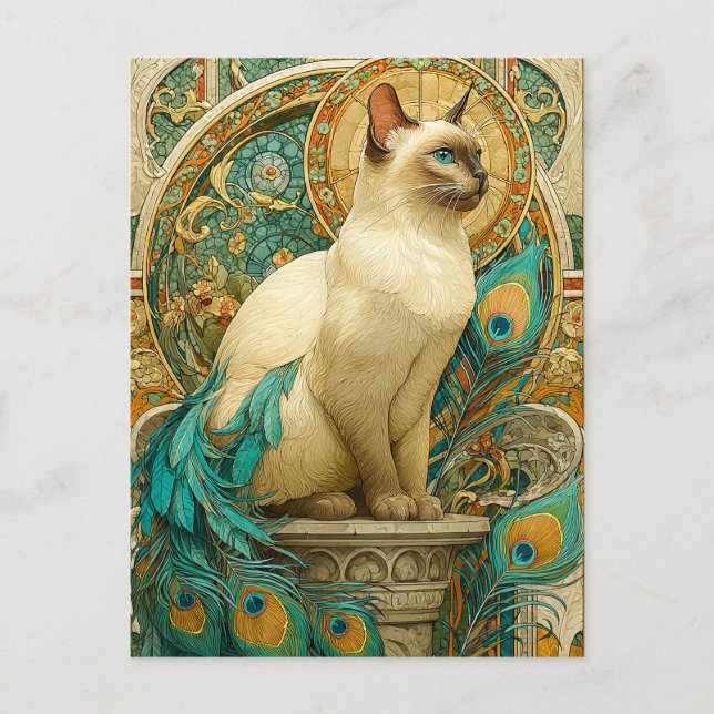 Art Nouveau Cat Postkarte (Vorderseite)