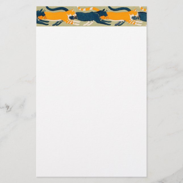 Art Nouveau Cats Briefpapier (Vorderseite)