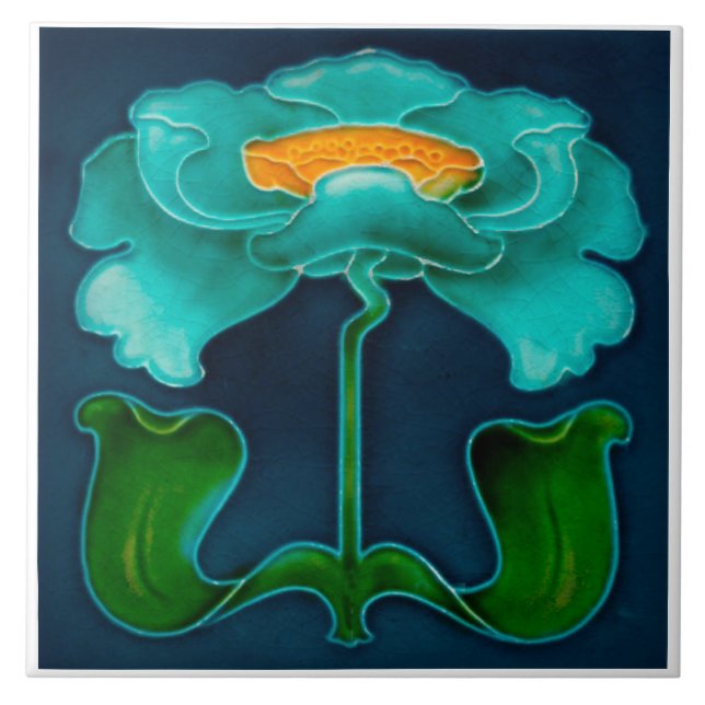 Art Nouveau Ceramic Fireplace Wall tile Fliese (Vorderseite)