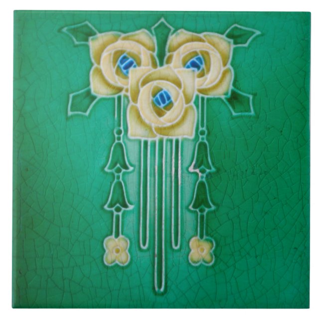 Art Nouveau Ceramic Fireplace Wall tile Fliese (Vorderseite)