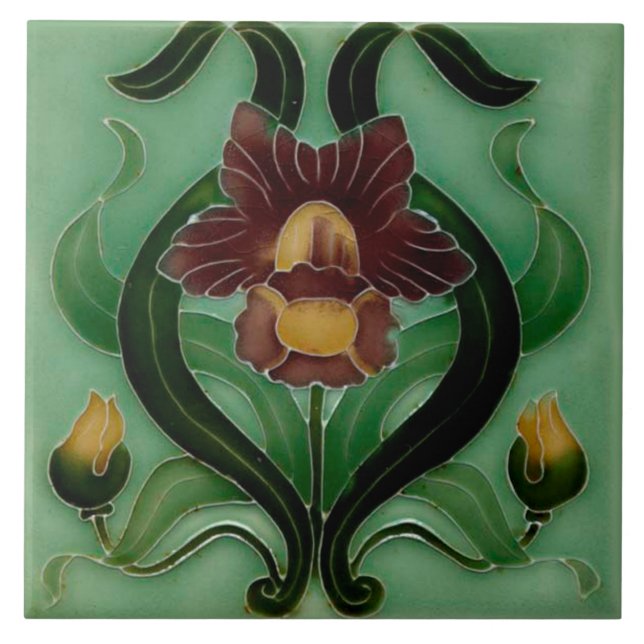 Art Nouveau Ceramic fireplace wall tile Fliese (Vorderseite)