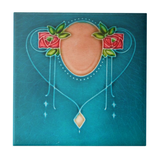 Art Nouveau Ceramic Fireplace Wall tile Fliese (Vorderseite)