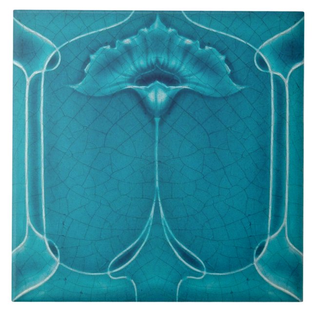 Art nouveau ceramic tile blue fliese (Vorderseite)