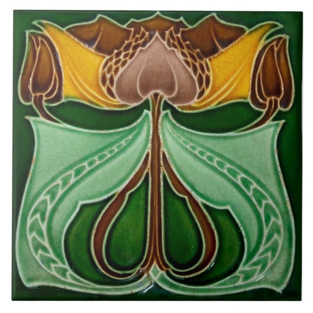 Art Nouveau ceramic tile Fliese (Vorderseite)