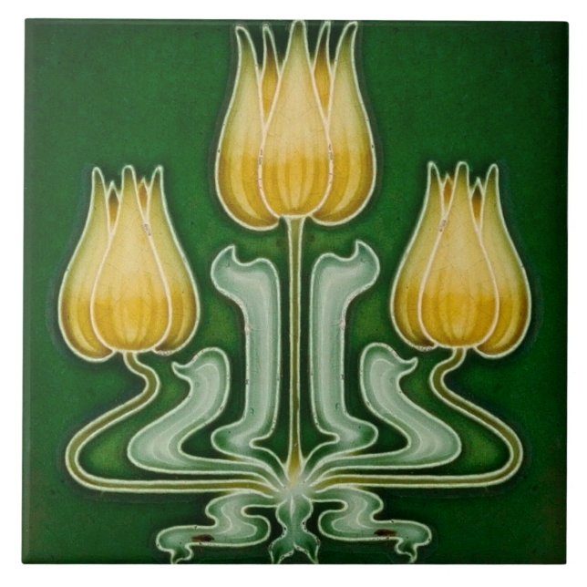 Art nouveau ceramic tile fliese (Vorderseite)