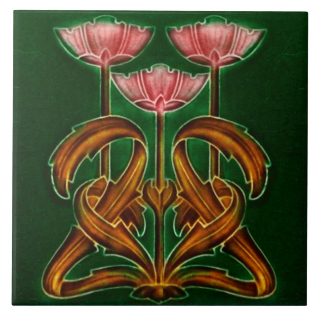 Art Nouveau Ceramic tile Fliese (Vorderseite)