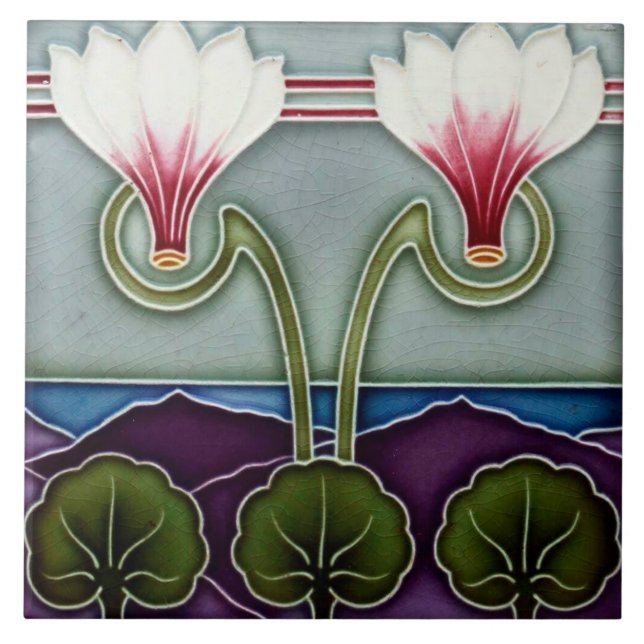 Art nouveau ceramic tile fliese (Vorderseite)