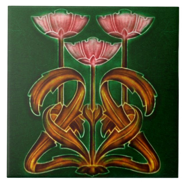 Art nouveau ceramic tile fliese (Vorderseite)