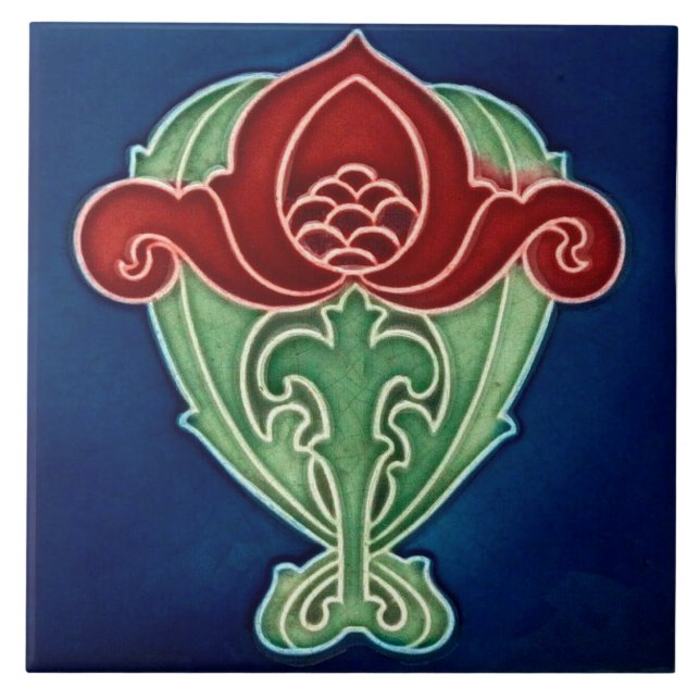 Art Nouveau ceramic tile Fliese (Vorderseite)