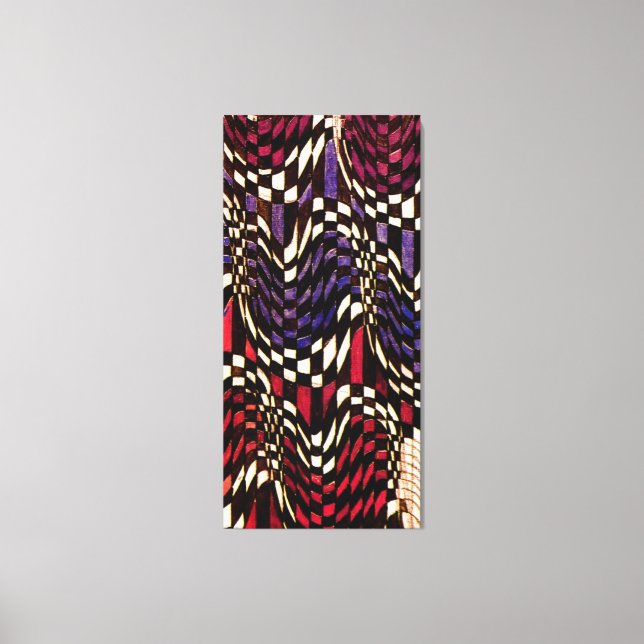 Art Nouveau Checkered Wave Pattern Leinwanddruck (Vorderseite)