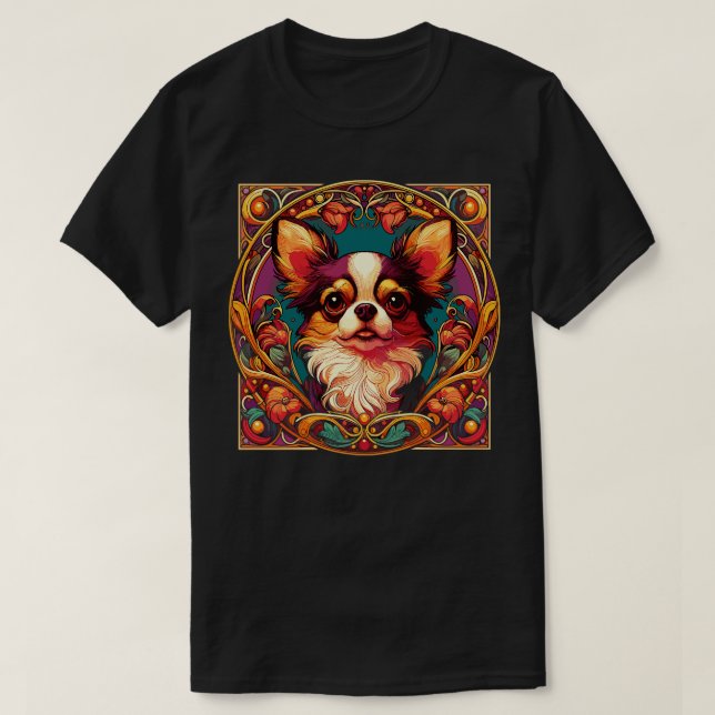 Art Nouveau Chihuahua Funny Chihuahua Design T-Shirt (Design vorne)