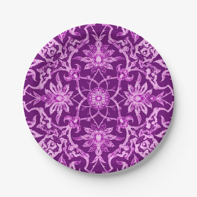 Art Nouveau Chinese Pattern - Amethyst Lila Pappteller (Vorderseite)