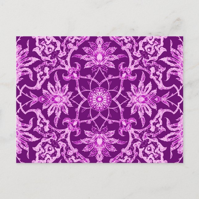 Art Nouveau Chinese Pattern - Amethyst Lila Postkarte (Vorderseite)