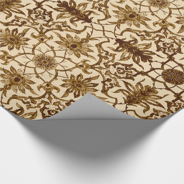 Art Nouveau Chinese Pattern - Braun und Beige Geschenkpapier (Ecke)