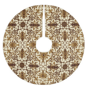 Art Nouveau Chinese Pattern - Braun und Beige Polyester Weihnachtsbaumdecke