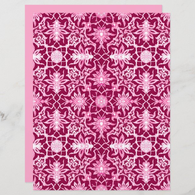 Art Nouveau Chinese Pattern Burgund und Pink (Vorne/Hinten)