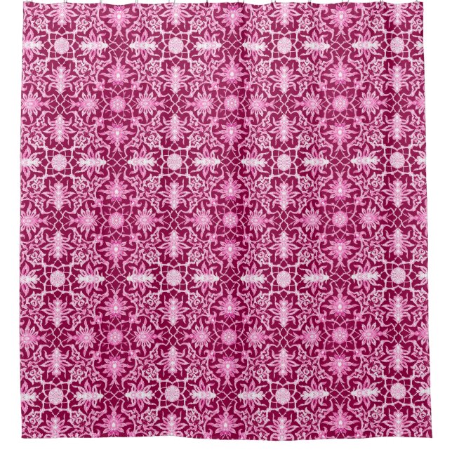 Art Nouveau Chinese Pattern, Burgund und Pink Duschvorhang (Vorderseite)