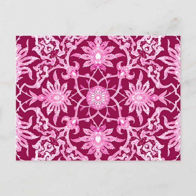 Art Nouveau Chinese Pattern - Burgund Wein Postkarte (Vorderseite)