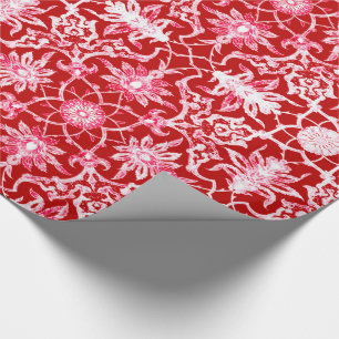 Art Nouveau Chinese Pattern - Deep Red Geschenkpapier