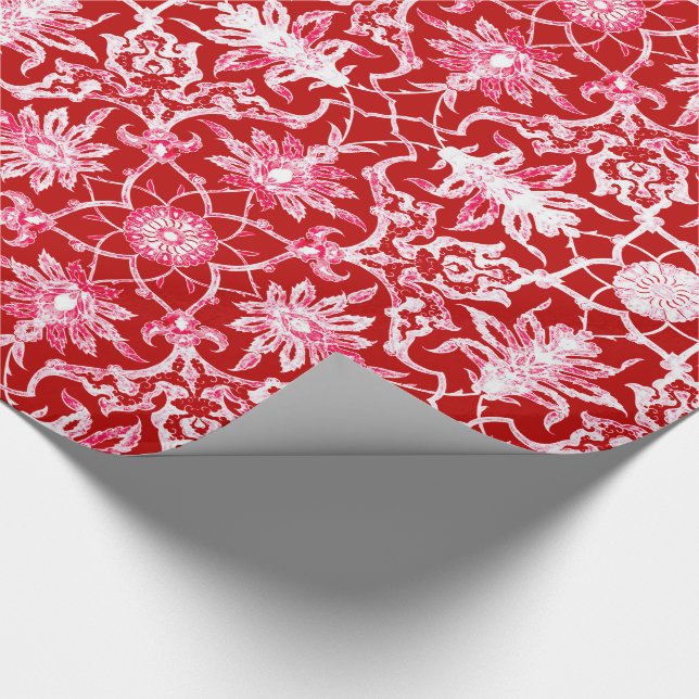 Art Nouveau Chinese Pattern - Deep Red Geschenkpapier (Ecke)