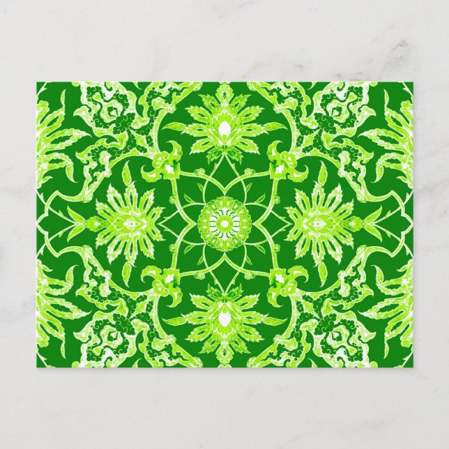 Art Nouveau Chinese Pattern - Emerald Green Postkarte (Vorderseite)
