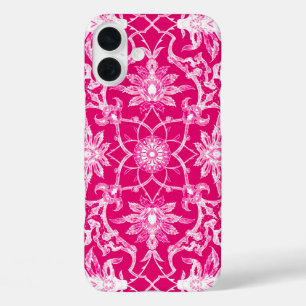 Art Nouveau Chinese Pattern - Fuchsia Pink iPhone 16 Plus Hülle