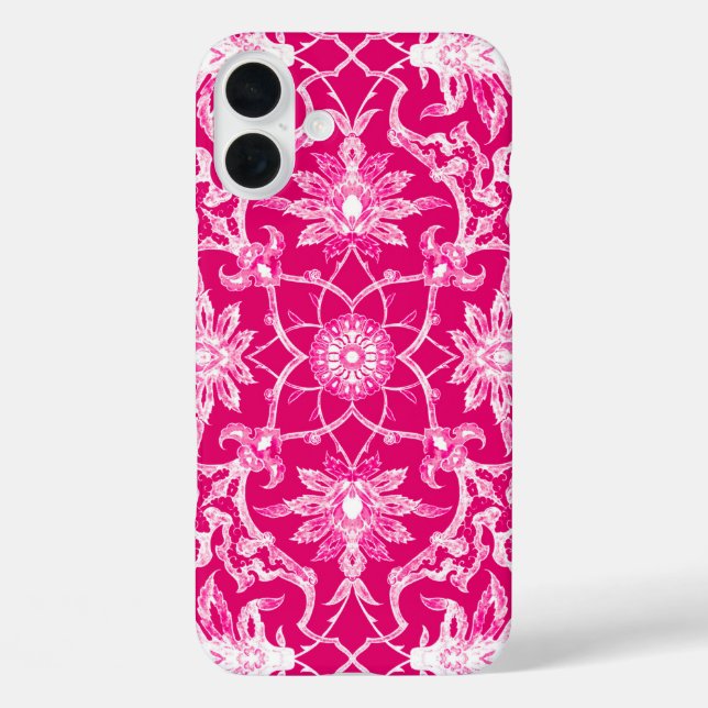 Art Nouveau Chinese Pattern - Fuchsia Pink Case-Mate iPhone Hülle (Rückseite)