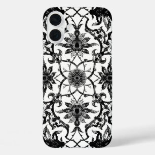 Art Nouveau Chinese Pattern - Schwarz und Weiß iPhone 16 Plus Hülle