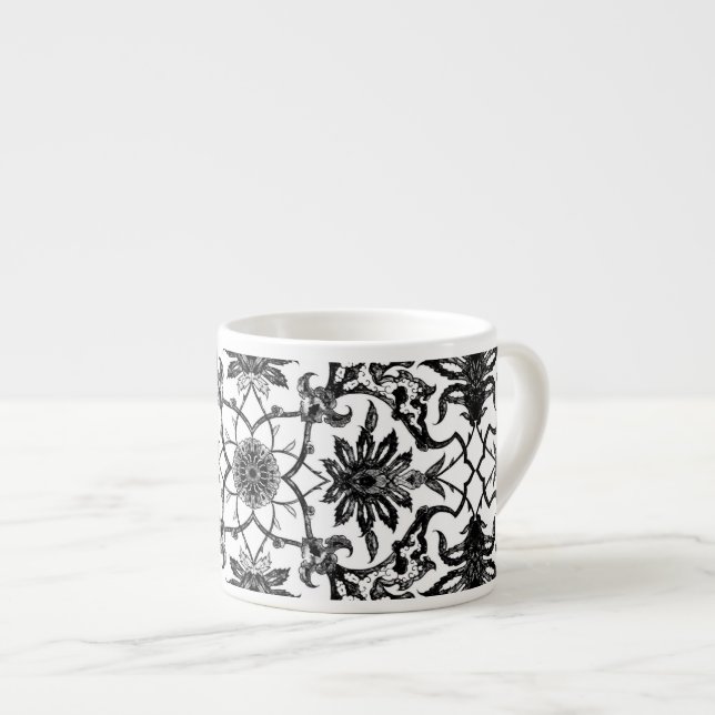 Art Nouveau Chinese Pattern - Schwarz und Weiß Espressotasse (Vorderseite Rechts)