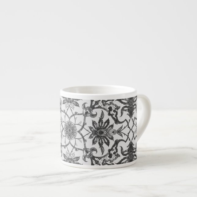 Art Nouveau Chinese Pattern - Silver Gray Espressotasse (Vorderseite Rechts)