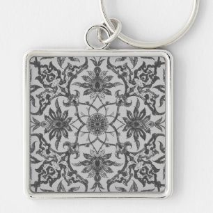 Art Nouveau Chinese Pattern - Silver Gray Schlüsselanhänger