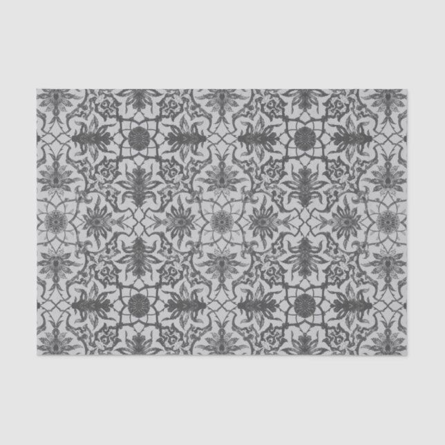 Art Nouveau Chinese Pattern - Silver Gray Seidenpapier (Vorderseite)