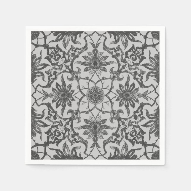 Art Nouveau Chinese Pattern - Silver Gray Serviette (Vorderseite)