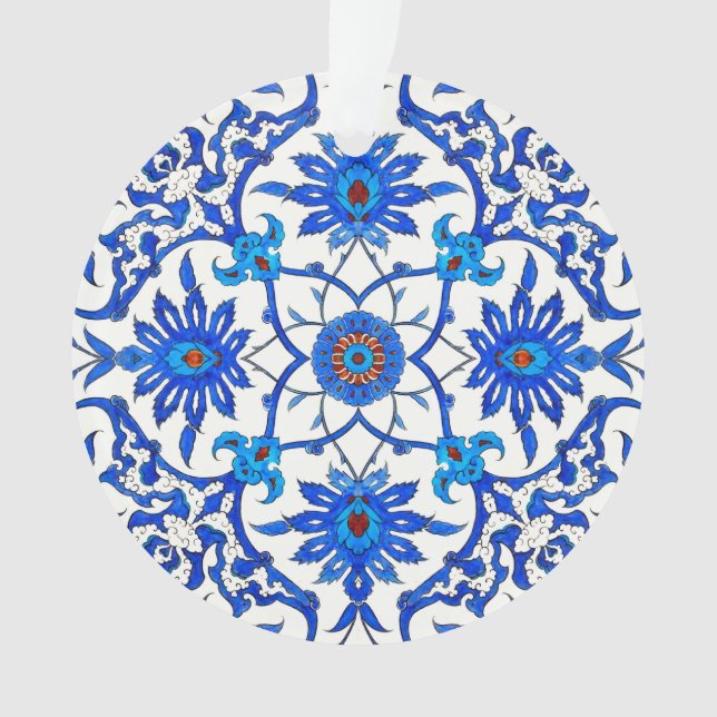 Art Nouveau Chinese Tile - Cobalt Blue & White Ornament (Vorderseite)