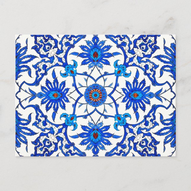 Art Nouveau Chinese Tile - Cobalt Blue & White Postkarte (Vorderseite)