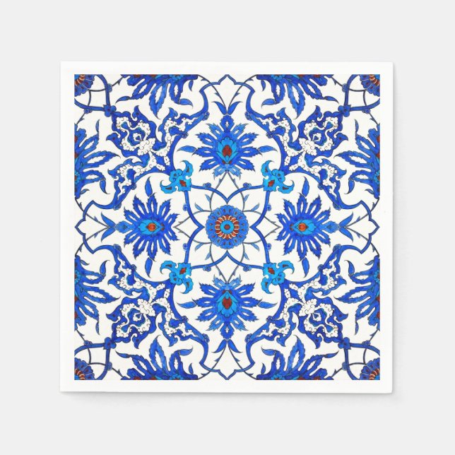 Art Nouveau Chinese Tile - Cobalt Blue & White Serviette (Vorderseite)