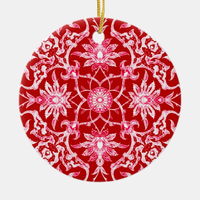 Art Nouveau Chinese Tile - Deep Red Keramikornament (Vorne)