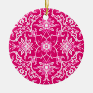 Art Nouveau Chinese Tile - Fuchsia Pink Keramik Ornament